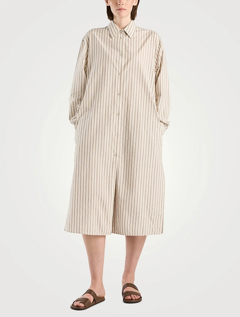 Chihiro Cotton Shirt Dress Stripe Print