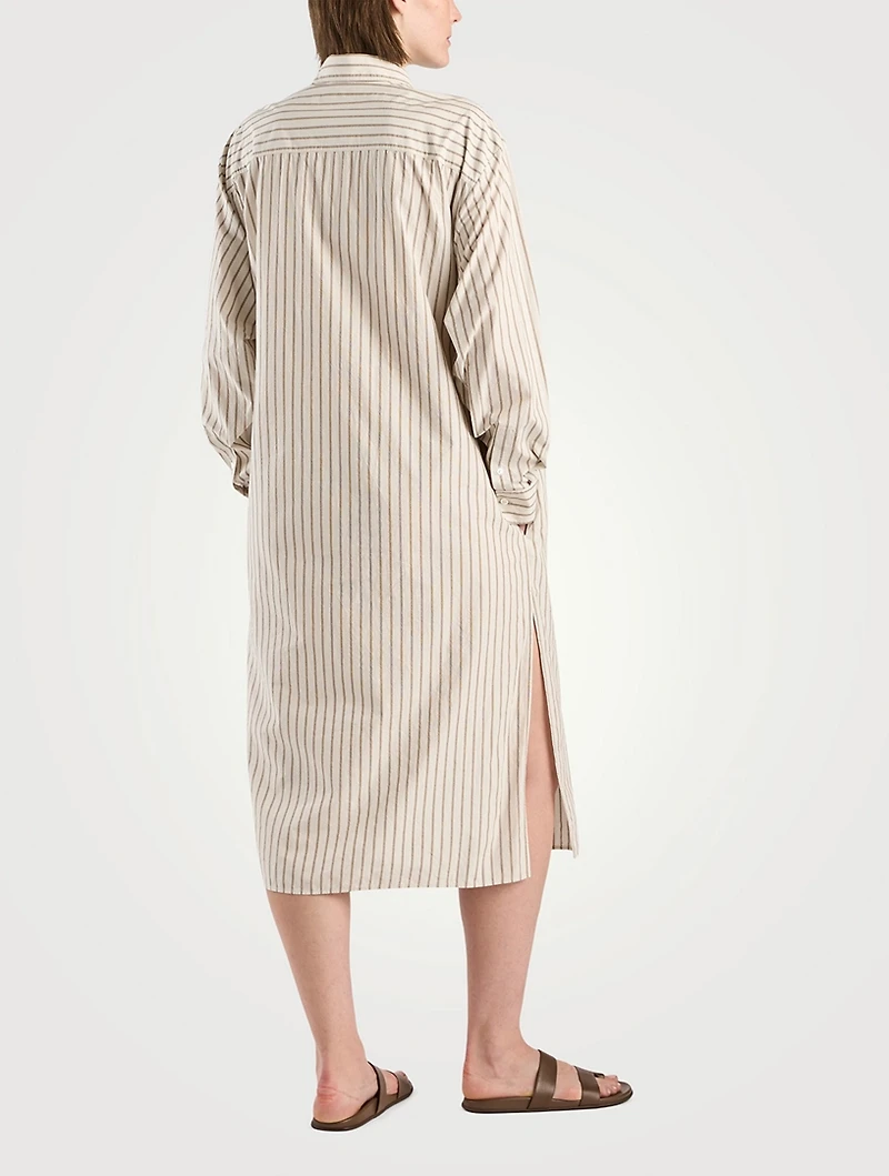 Chihiro Cotton Shirt Dress Stripe Print