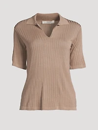 Kaiomi Silk-Blend Polo Top