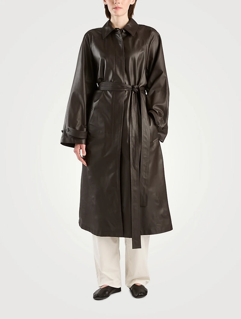 Ryota Leather Trench Coat