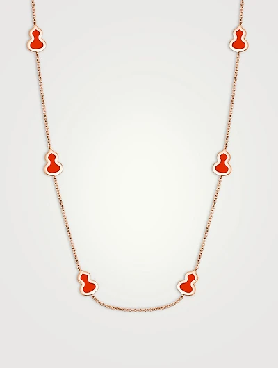 Wulu 18K Rose Gold Sautoir Necklace With Agate