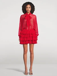Sheer Ruffled Shirt Dress