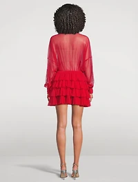 Sheer Ruffled Shirt Dress