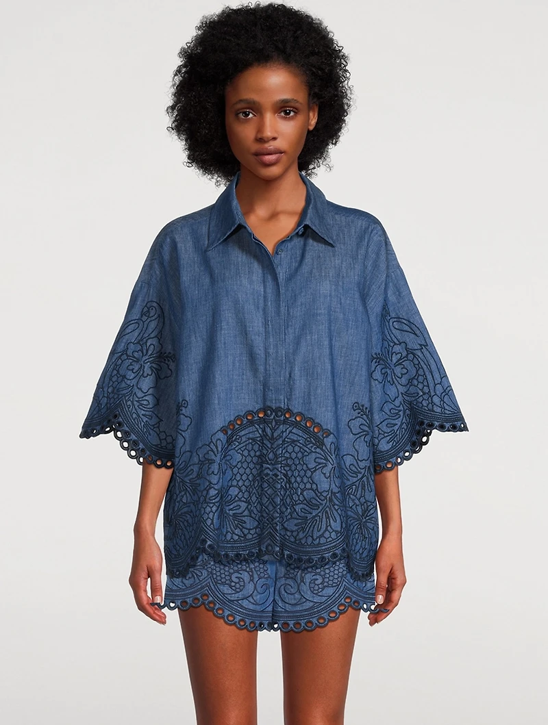 Coco Embroidered Denim Shirt