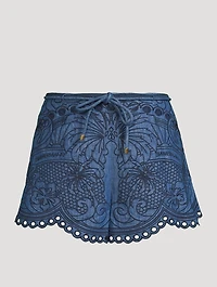 Coco Embroidered Denim Shorts