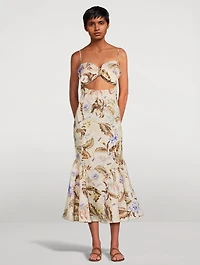 Coco Tie-Front Mermaid Dress Floral Print