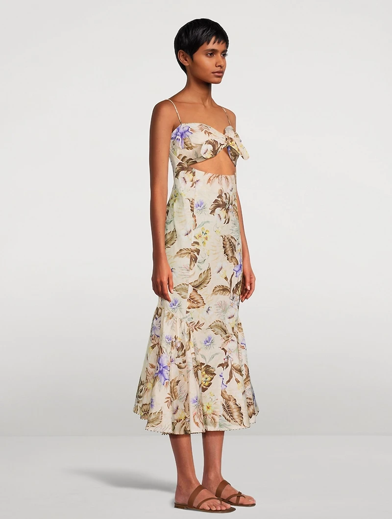 Coco Tie-Front Mermaid Dress Floral Print