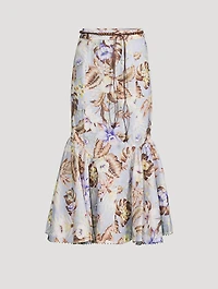 Coco Linen Midi Skirt Floral Print