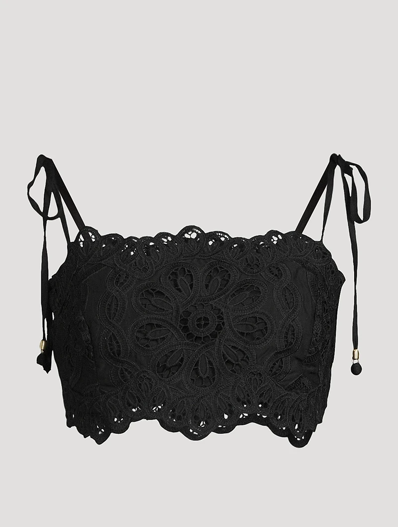 Rhiannon Embroidered Lace Crop Top