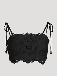 Rhiannon Embroidered Lace Crop Top