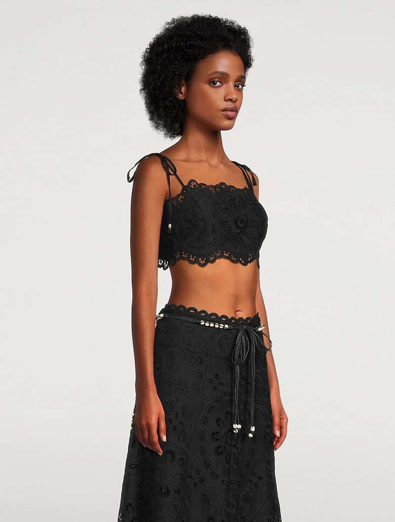 Rhiannon Embroidered Lace Crop Top