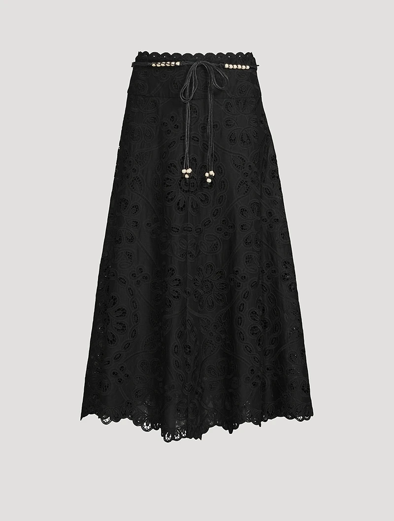 Rhiannon Embroidered Lace Midi Skirt