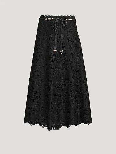 Rhiannon Embroidered Lace Midi Skirt