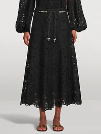 Rhiannon Embroidered Lace Midi Skirt