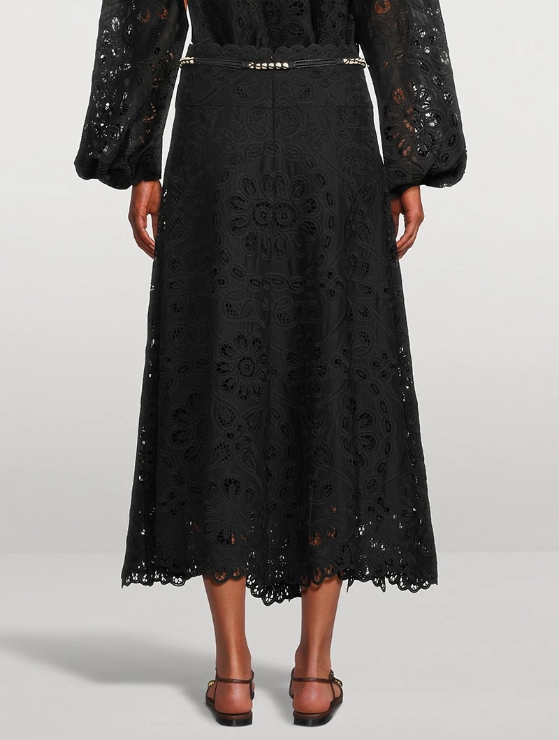 Rhiannon Embroidered Lace Midi Skirt