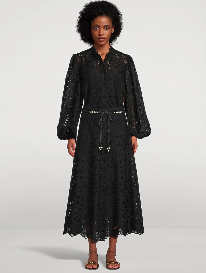 Rhiannon Embroidered Lace Midi Skirt