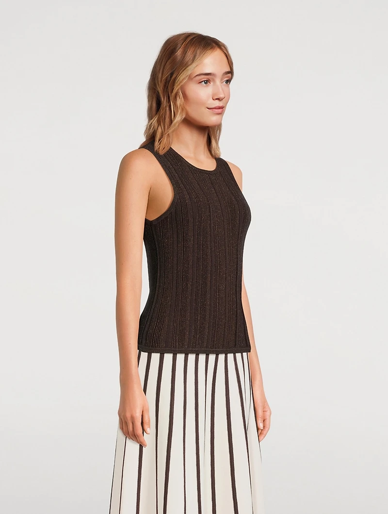 Lucky Metallic Ribbed Tank Top