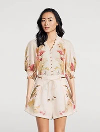 Ascension Puff-Sleeve Blouse Floral Print