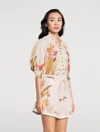 Ascension Puff-Sleeve Blouse Floral Print
