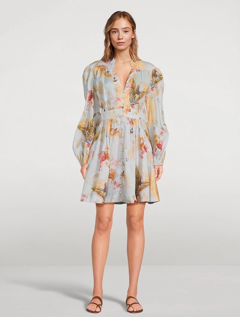 Ascension Linen Mini Dress Floral Print