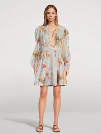 Ascension Linen Mini Dress Floral Print