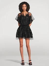 Belted Tulle Mini Dress