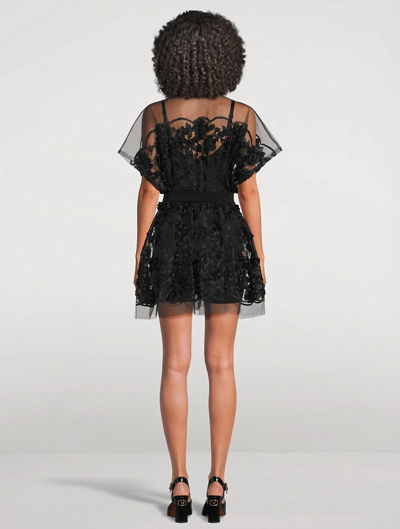 Belted Tulle Mini Dress