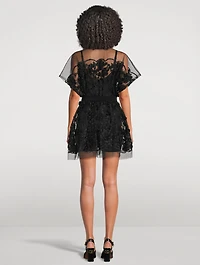 Belted Tulle Mini Dress