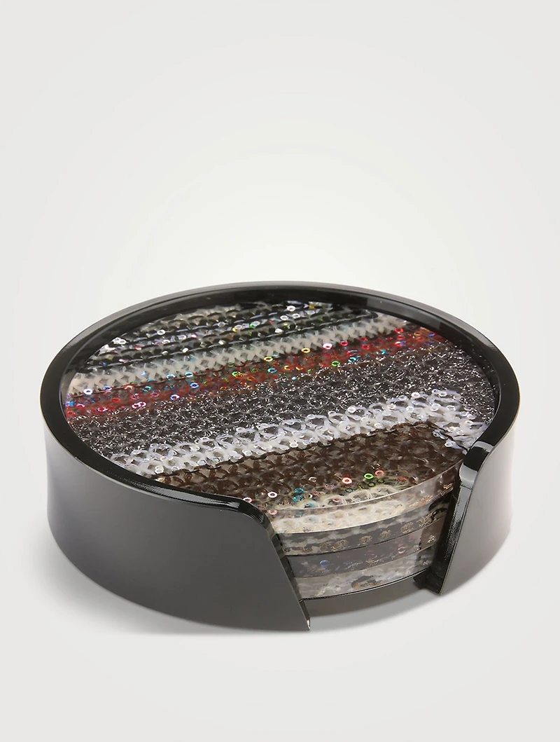 Four-Piece Chevron Paillettes Coaster Set