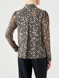 Tie-Neck Blouse Polka Dot Print