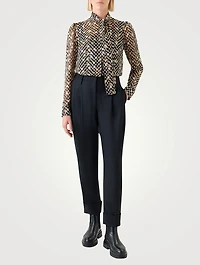 Tie-Neck Blouse Polka Dot Print