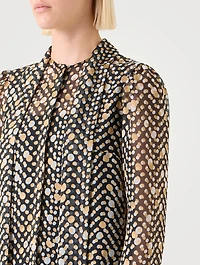 Tie-Neck Blouse Polka Dot Print