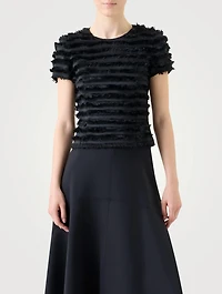 Fringe-Trimmed Taffeta Blouse