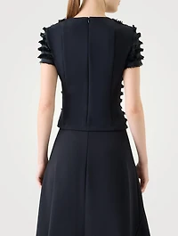 Fringe-Trimmed Taffeta Blouse
