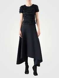 Fringe-Trimmed Taffeta Blouse