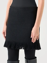 Fringe-Trimmed Tweed Mini Skirt