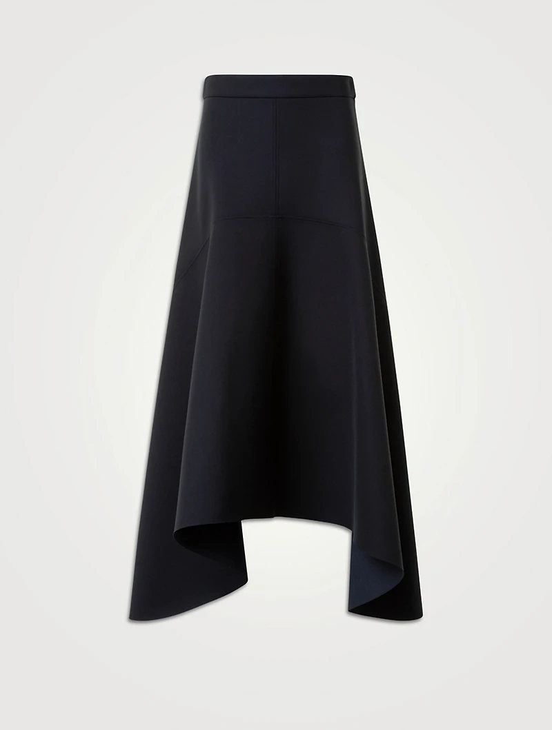 Asymmetric Neoprene Midi Skirt