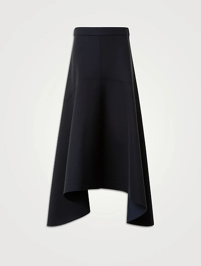 Asymmetric Neoprene Midi Skirt