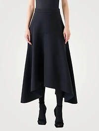 Asymmetric Neoprene Midi Skirt
