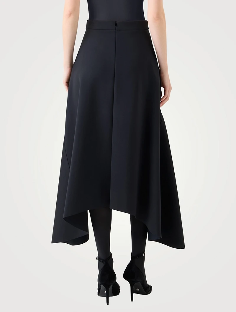 Asymmetric Neoprene Midi Skirt