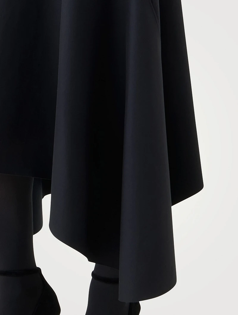 Asymmetric Neoprene Midi Skirt