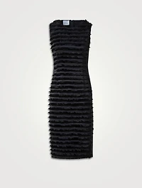 Fringe-Trimmed Taffeta Midi Dress