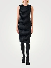 Fringe-Trimmed Taffeta Midi Dress