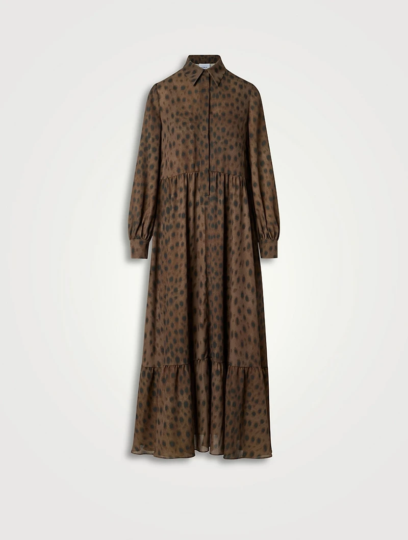 Georgette Shirt Dress Leopard Print