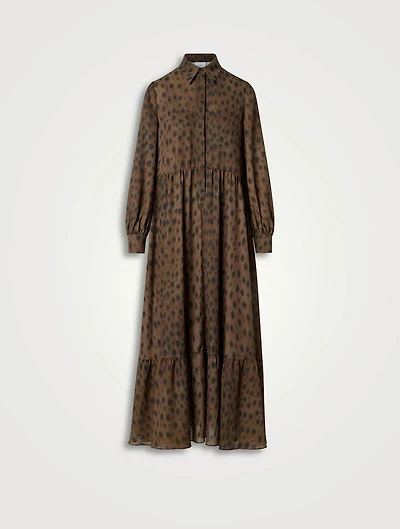 Georgette Shirt Dress Leopard Print