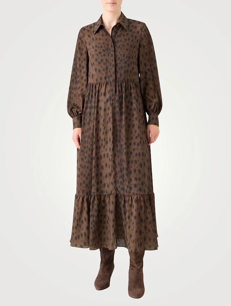 Georgette Shirt Dress Leopard Print