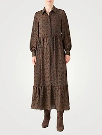 Georgette Shirt Dress Leopard Print