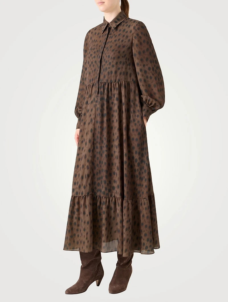 Georgette Shirt Dress Leopard Print