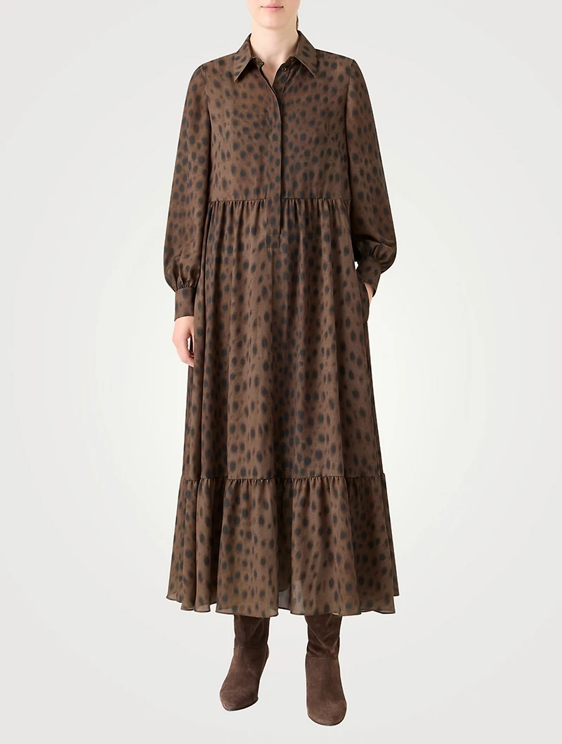 Georgette Shirt Dress Leopard Print