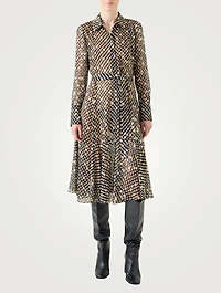 Belted Shirt Dress Polka Dot Print